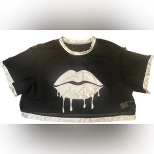 Romwe Black and White Sheer Top